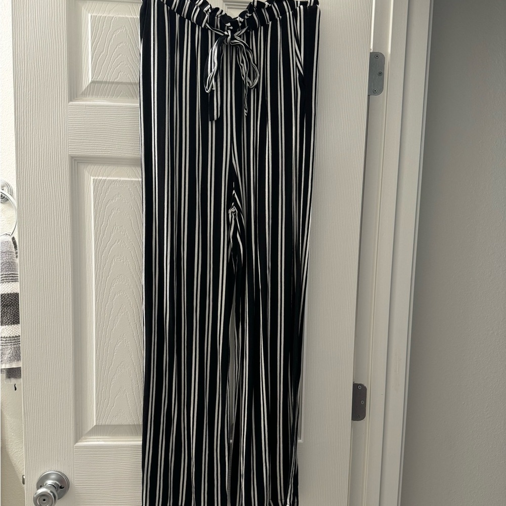 Striped Black and White Women's Pants